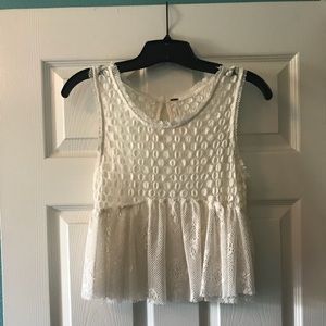 Cream lace cropped tank by Free People
